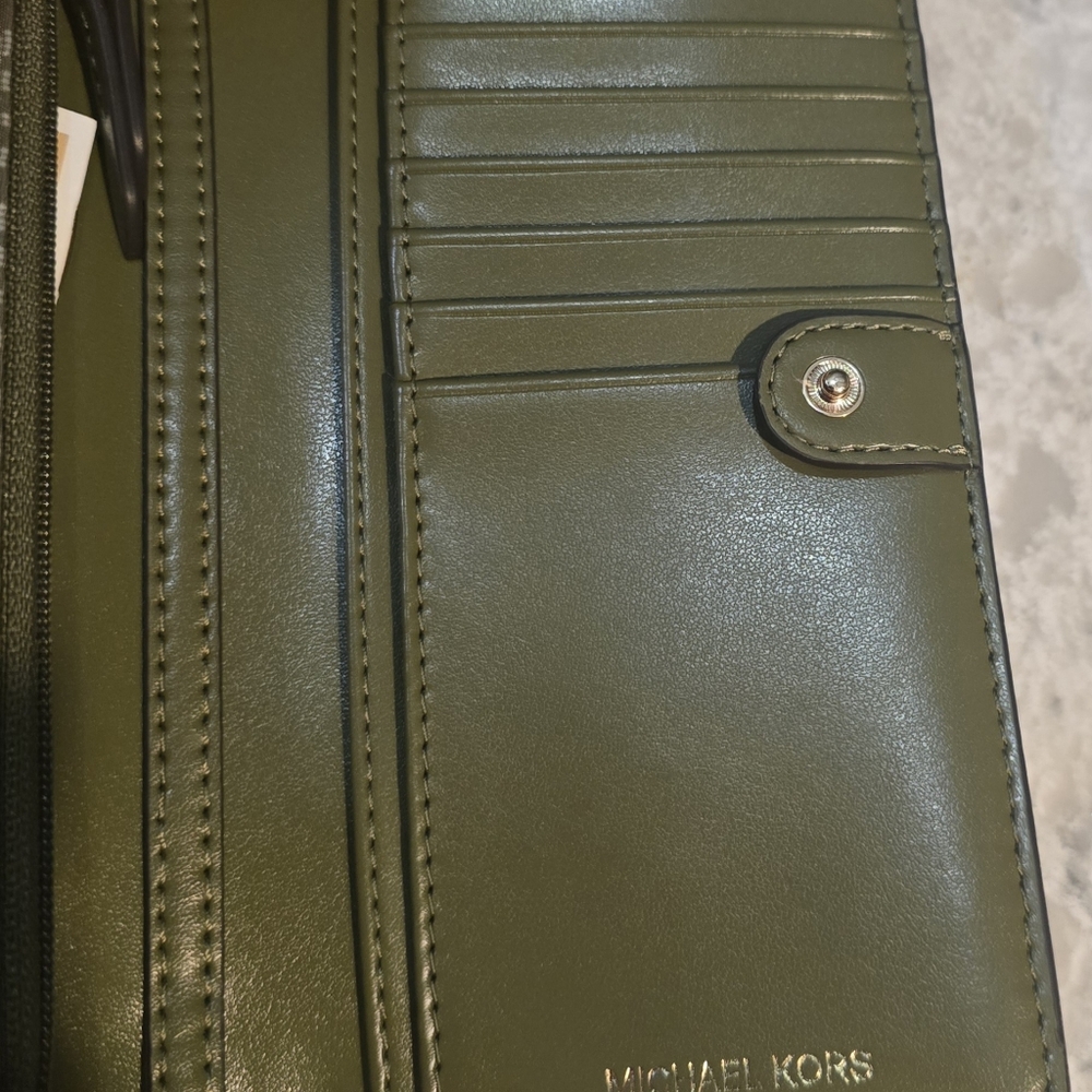 Michael Kors Olive Green and Beige MK Logo Crossbody Bag - Picture 4 of 10